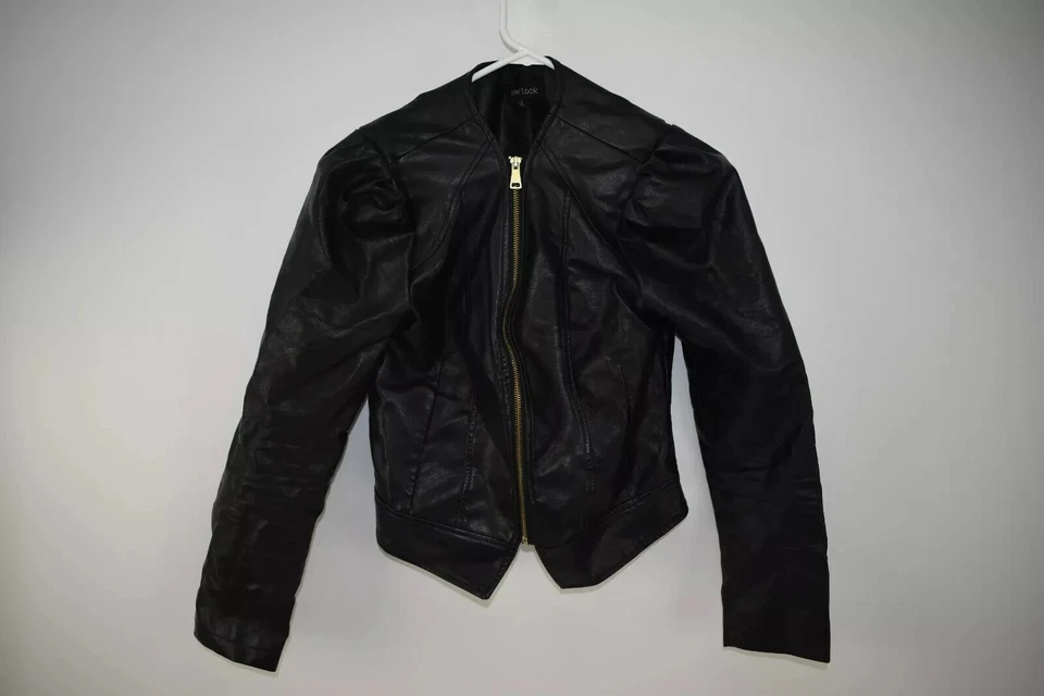 New Look Womens Black Faux Leather Moto Jacket Size S - Image 1 of 4