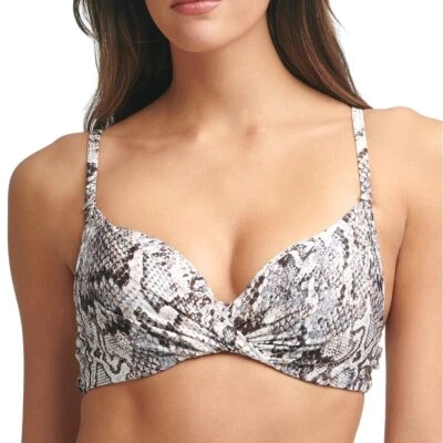 Top de bikini con aros estampado Calvin Klein chocolate oscuro serpiente de cascabel XS NUEVO CON ETIQUETAS Foto 1 de 2