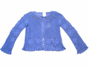 Charabia Made in France Couture Hand Crocheted Girls Cardigan Sweater NEW 2 4 - Picture 1 of 3