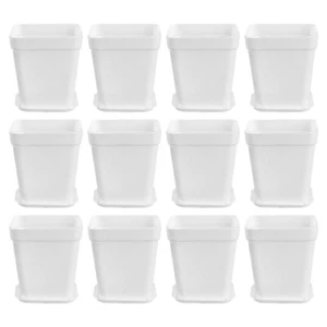 12pcs Plastic Square Flower Pot Mini Flower Pots Planters Creative Succulents - Picture 1 of 12