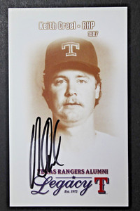 Keith Creel Autographed 1987 Texas Rangers 3x5 Promo Photo Alumni Signed Card