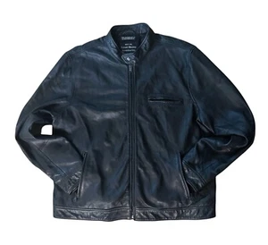 Lucky Brand Bonneville Leather Jacket Mens XXL Black Lined Racer Streetwear - Picture 1 of 15