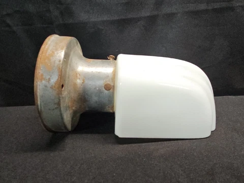 Vintage Art Deco Chrome Vanity Bathroom Halway Wall Lamp Light Sconce W/ Glass Cover