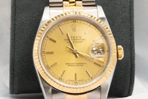 1990 Rolex Datejust 16233 Two Tone 18k Gold and Stainless Steel Jubilee Watch - Picture 1 of 11