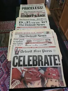 11 DETROIT RED WINGS Stanley Cup CHAMPs Newspapers Detrot Free Press & News 2002 - Picture 1 of 6