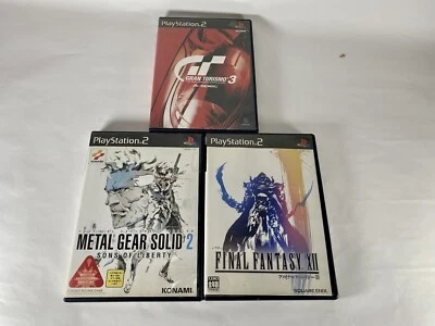 PS2 Gran Turismo 3 A-spec & METAL GEAR SOLID 2 & FINAL FANTASY 12 - lot 3 Japan - Image 1 of 4