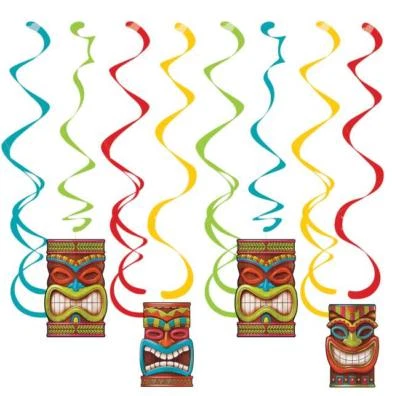 Tiki Time Deluxe Colgante Colgante 24" Lámina Paquete de 8 Decoraciones Luau Fiesta Hawaiana Foto 1 de 2