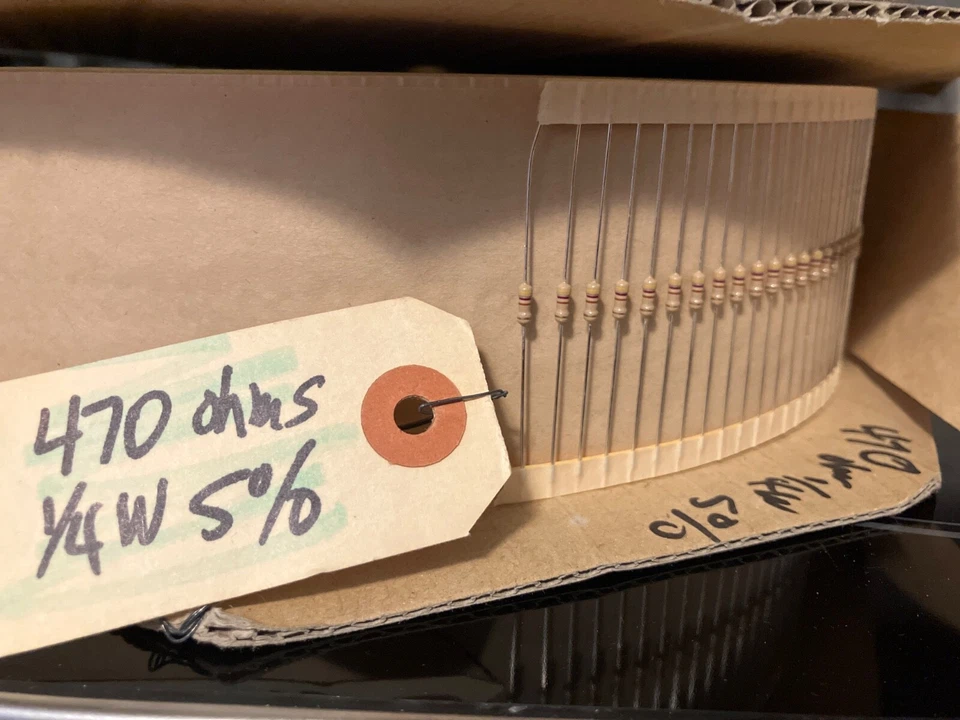 20 件 1/4 瓦(0.25 瓦)470 欧姆 ±5% 碳膜电阻器 适合电子 — 第 1/1 张图片