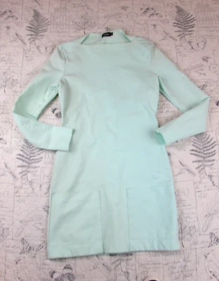 Vestido Kate Spade Saturday Mujer Algodón Largo Slv Cuello Cuadrado Aqua Talla Pequeña S Foto 1 de 4