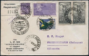 Zeppelin Brasilien 1936 1. SAF LZ 129 Reko-Karte Rio Friedrichshafen Si 404/1956 - Bild 1 von 2
