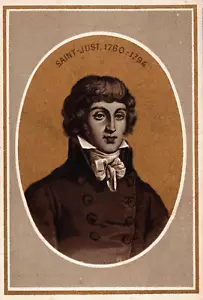 Tarjeta comercial victoriana Saint-Just 1760-1794 revolucionario francés... L1 - Imagen 1 de 2