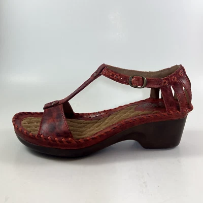 Ariat Shalimar Red Leather  T-Strap Western Sandals Clog; Tulip Shoe; Size 7.5 - Image 1 of 4