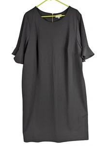 Calvin Klein Women Plus size 22W Black Dress Bell Sleeve Gold Back Zip Classic - Picture 1 of 14