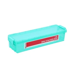 1.5L Teal Stackable Box Plastic Storage Cube Clip Lock Container Organizer - Picture 1 of 3