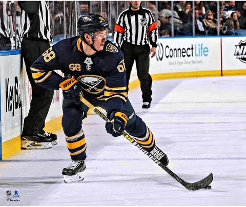 Victor Olofsson Buffalo Sabres Unsigned Blue Jersey Skating Photo Cover