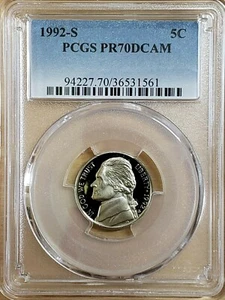 1992 S Jefferson Monticello Proof Five Cent Nickel PCGS PR70DCAM 1561 - Picture 1 of 2