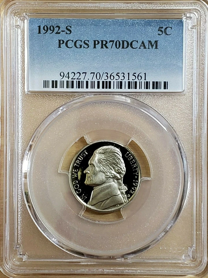 1992 S Jefferson Monticello Proof Five Cent Nickel PCGS PR70DCAM 1561 - Image 1 of 2