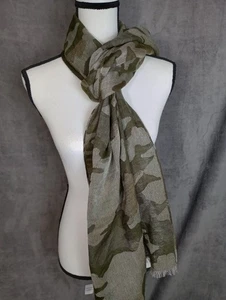 Banana Republic Wolle Baumwollmischung Camouflage Schal Grün 20x72 Neu - Bild 1 von 9