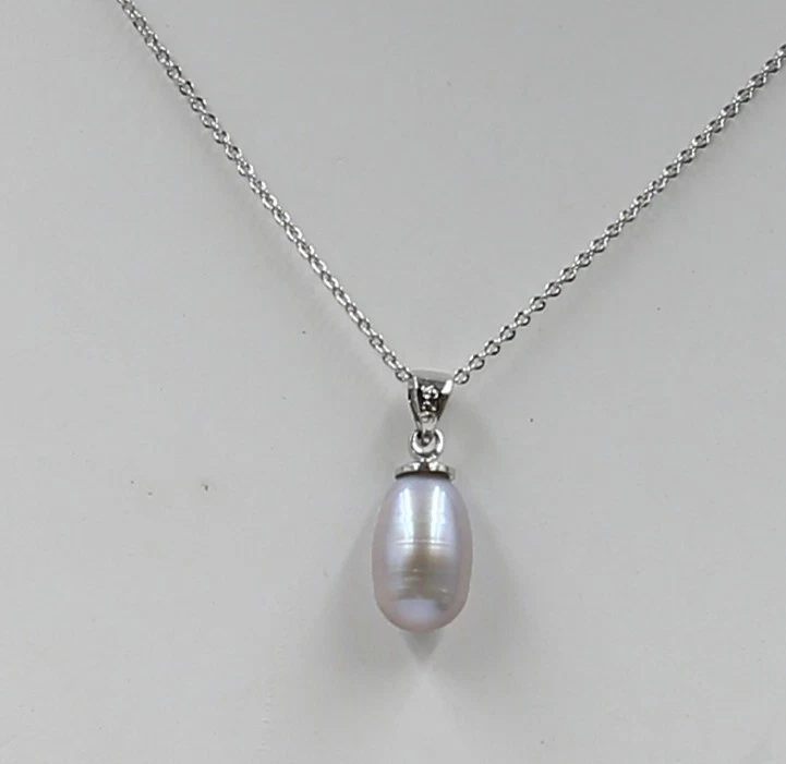 Colgante Gota de Agua Plana Perlas Grises Akoya 8.2x12.5 mm 18KGP 18 pulgadas G3T3 Foto 1 de 1