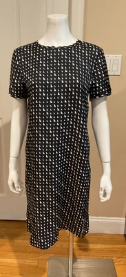 Vestido Camiseta Theory Seda en Triángulo Rayas Sarga Patrón en Blanco y Negro Talla L Foto 1 de 4