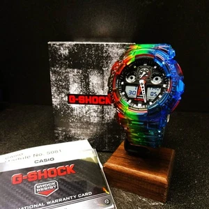 Casio G-Shock Custom GA100-1A4 Herrenuhr ANa-Digi Silikon Rainbow Neu in Box - Bild 1 von 10