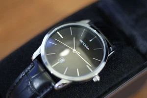 Sekonda 3346 Mens Classic Watch 38mm Stainless Steel with Black Leather Band - Picture 1 of 9