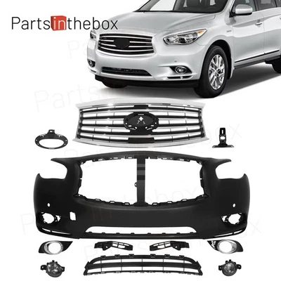 Primed Front Bumper Cover Grille Fog Lamp For 2014-2015 Infiniti QX60 2013 JX35 — 第 1/4 张图片