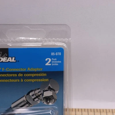 (2-Pk) Ideal Coaxial Adapter 90 Degree Type F Female End A Nickel-Plated 85-070  - Image 1 of 4