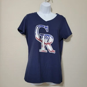 MLB Colorado Rockies Fanatics Navy V-Neck T-Shirt Patriotic CR-Flagge Damen Gr. M - Bild 1 von 10