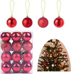 24 Palline Di Natale 4Cm - Decorazioni Natalizie in Plastica, Rosso, Argento, Or - Foto 1 di 12