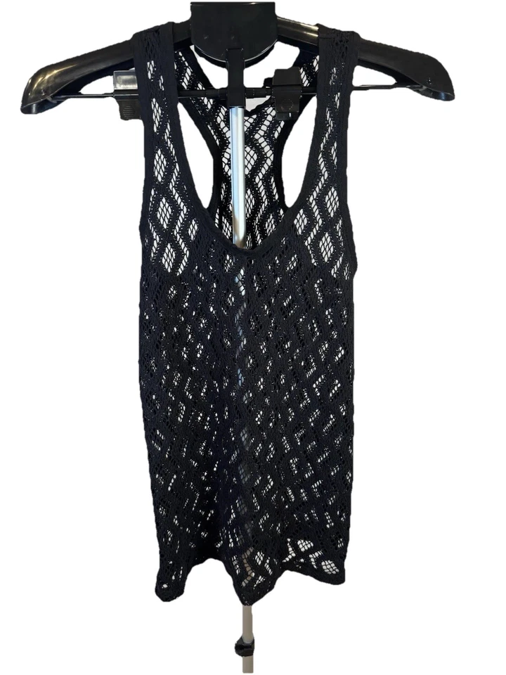 Banana Republic Black Crotchet Diamond Lace Racerback Tank Top Size Small - Image 1 of 4