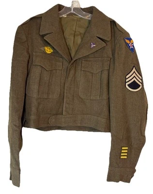 WWII Vintage 12th Army Air Force Staff Sergeant Uniform Dress Jacket 36L 1940s - Image 1 of 4