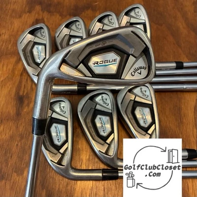 LH Callaway Rogue CF 18 Iron Set Left Handed / 4-AW Stiff Steel Dynamic Gold - Image 1 of 4