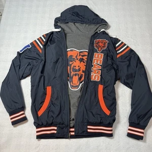 Mens G III NFL Reversible Chicago Bears Zip Up Hooded Jacket Large Navy Gray - Picture 1 of 15