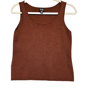 Camiseta sin mangas Eileen Fisher 100% lana para mujer talla XS marrón cápsula elástica carrera - Imagen 1 de 8