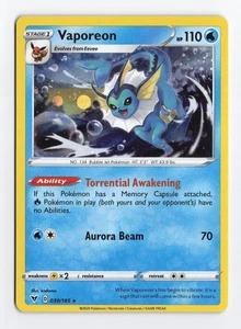 Vaporeon 030/185 Cosmos Holo Vivid Voltage Promo Carta Pokemon TCG LP/NM - Foto 1 di 2