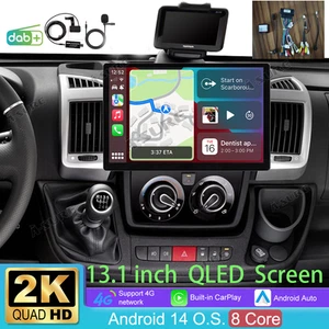 DAB+ 13.1" 2K CarPlay Radio GPS 4+64GB For 2-Din Fiat Ducato Peugeot Boxer 07-23 - Picture 1 of 20