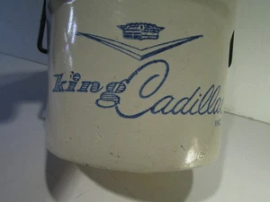 King Cadillac Vintage Crock 1950's Giveaway Advertising EXCELLENT 6 1/2" tall - Picture 1 of 4