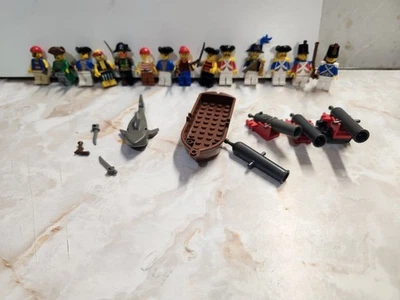 Vtg Lego Pirate Imperial Lot Minifigure Soldier Bluecoat Redcoat Canon Boat  - Image 1 of 4