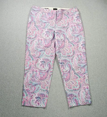 Pantalones Cortos Talbots Perfectos Paisley Para Mujer Talla 16 Púrpura Rosa W38" L25.5" Bolsillos Foto 1 de 4