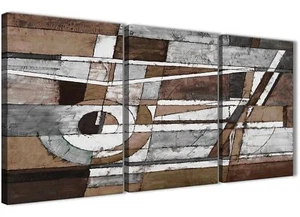 3 Piece Brown Beige White Painting Bedroom Canvas Art - Abstract 3407 - 126cm - Picture 1 of 5