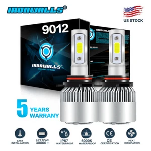IRONWALLS 9012 HIR2 LED Headlight Bulb Replace High Lo Beam 2000W 300000LM 6000K - Imagen 1 de 12