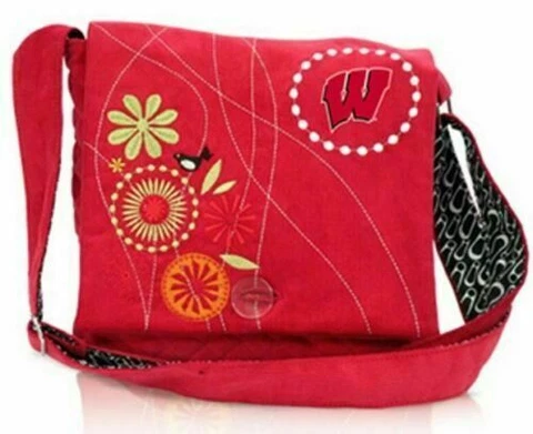 NEW! WISCONSIN BADGERS CORDUROY MESSENGER BAG PURSE LICENSED Cover