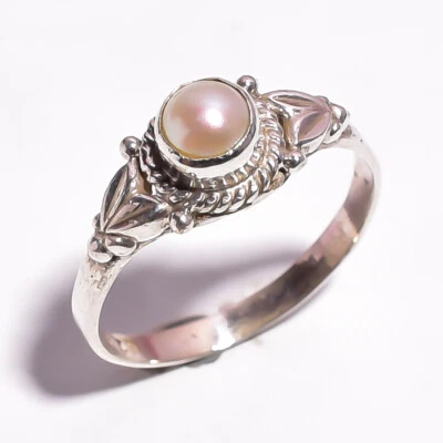 AAA Biwa Pearl Ring 925 silver Sterling Handmade Gemstone Boho Jewelry New - Image 1 of 3