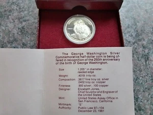 1982-S PROOF George Washington  Commemorative Silver Half Dollar  RED Box - Picture 1 of 2