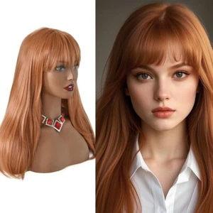 Long Straight Wigs with Bangs Full Cap Synthetic Hairpiece Wig for Women - Picture 1 of 10