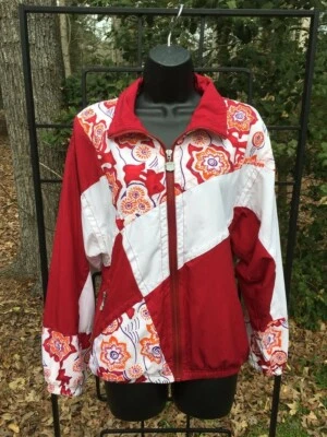 VTG 1980s WINDBREAKER JACKET Kaelin GEOMETRIC Floral COLOR BLOCK 80 WOMEN SIZE M - Image 1 of 4