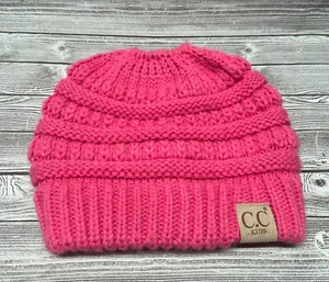 CC Kids Candy Pink Hat-Messy Bun Ponytail Beanie-Fast Ship - Picture 1 of 3