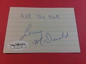 Tarjeta de índice Lanny McDonald corte autógrafo JSA automático - Imagen 1 de 2
