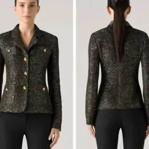 NWT ST.JOHN  SAKS FIFTH AVENUE MULTI TEXTURE BLACK JACKET SIZE 12 - Picture 1 of 10